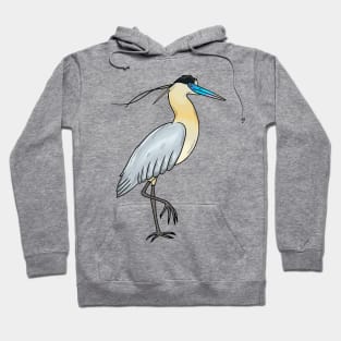 Capped heron bird cartoon illustration Hoodie